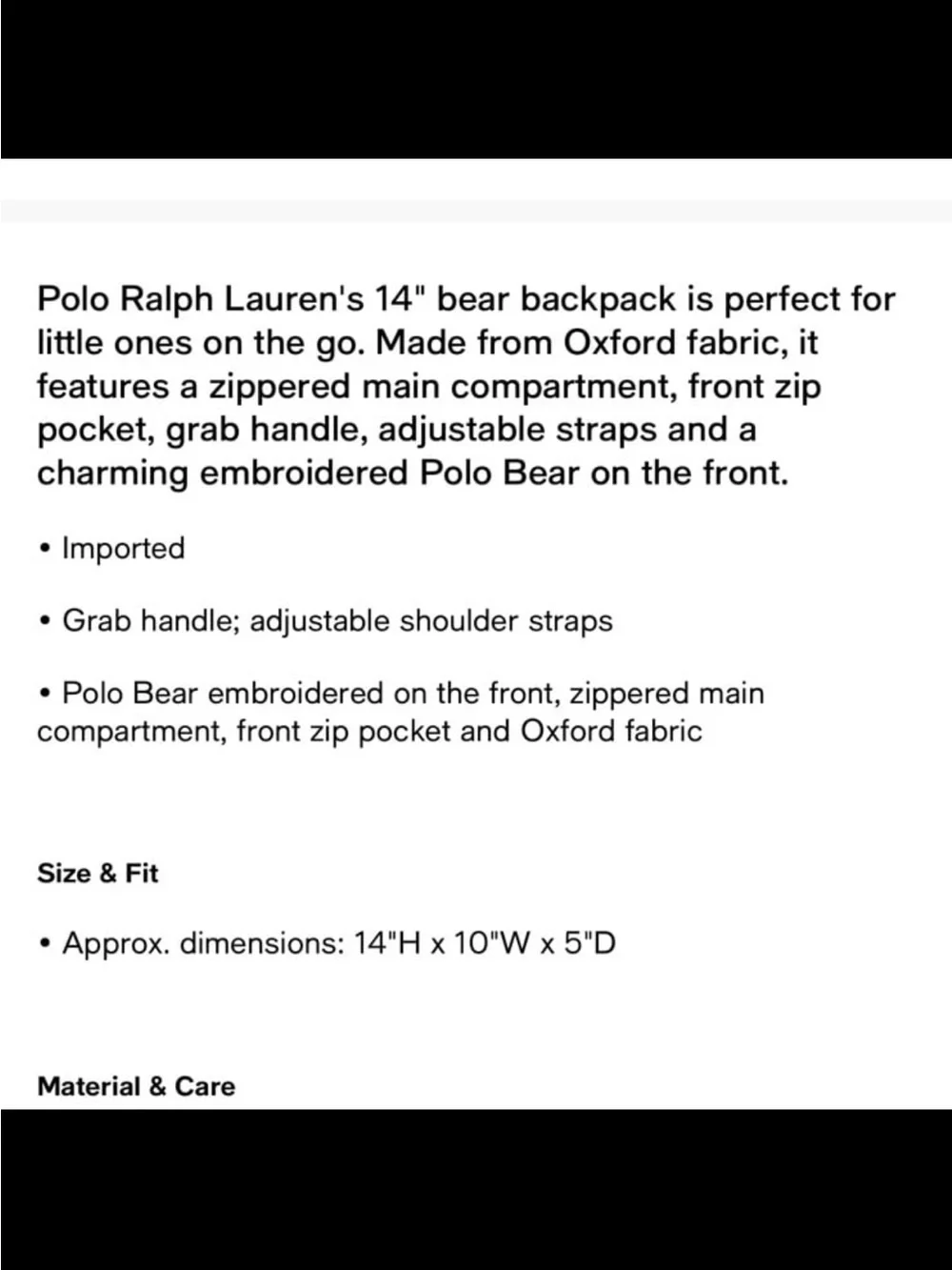 Polo by Ralph Lauren Navy Embroidered Bear Men's Backpack